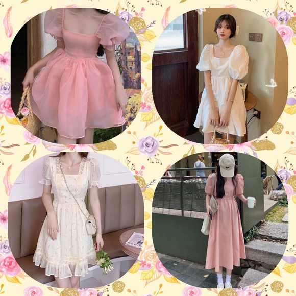 Maikaew | Harajuku Pastel Pink Lace Dress with Puffed Sleeves | Size Medium - Picture 8 of 8